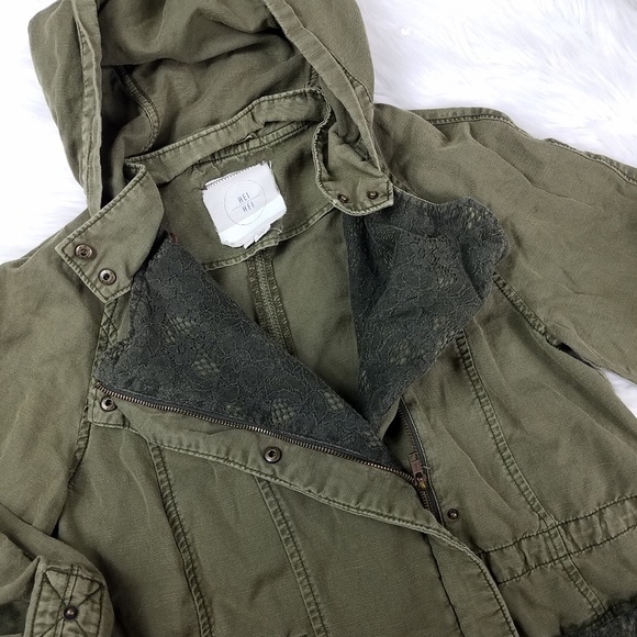 Anthropologie HeiHei Olive Lace Anorak Jacket - Picture 3 of 5